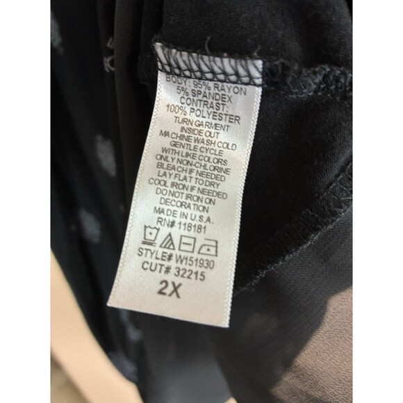 BLEU Women’s 3/4 Sleeve Black Tunic Silver Sequins Size 2X Sheer Trim - Picture 4 of 5